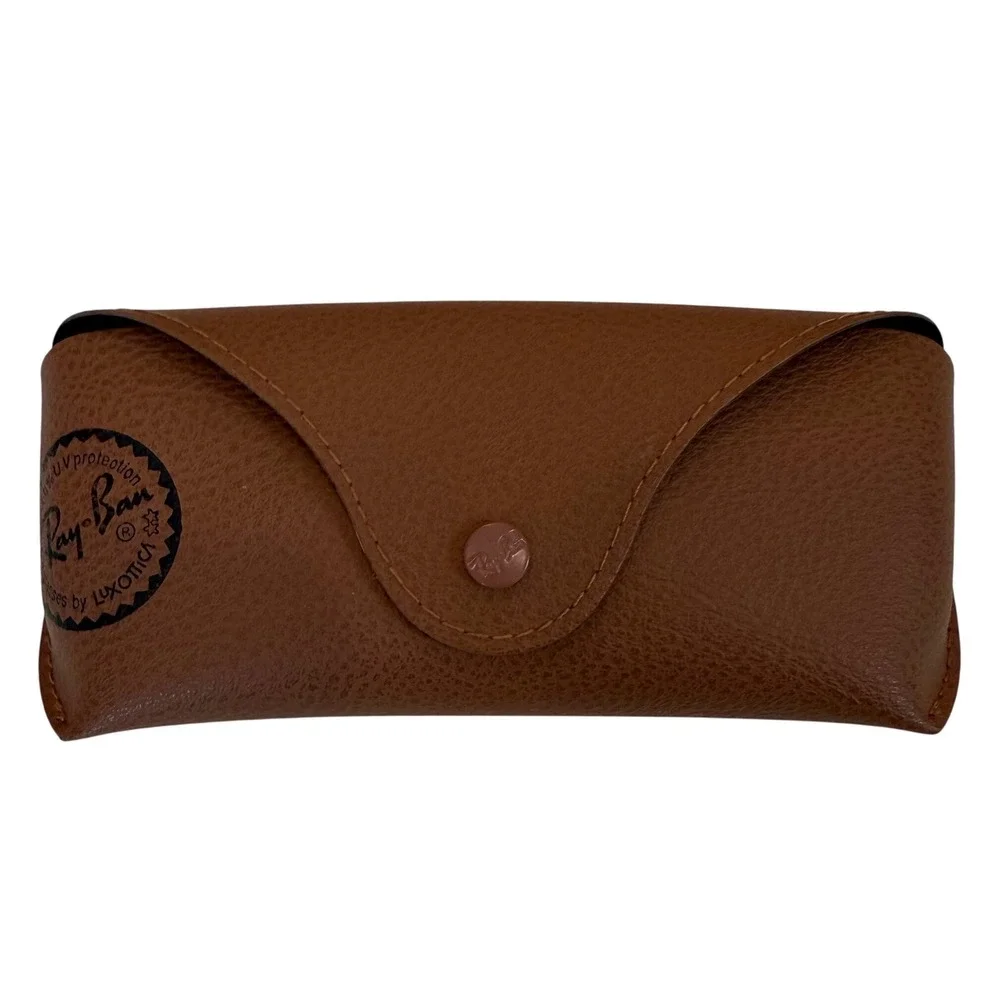 Ray-Ban Brown Faux Leather Sunglasses Case Snap ClosE Luxottica CASE ONLY